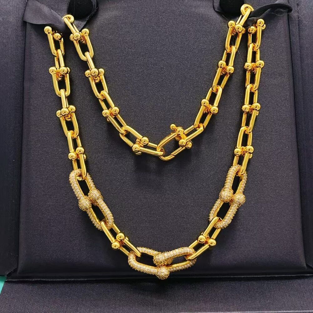Tiffany & Co. Gold-Detailed Diamond Gradual-Shaped Hoop Necklace - Picture 2 of 5